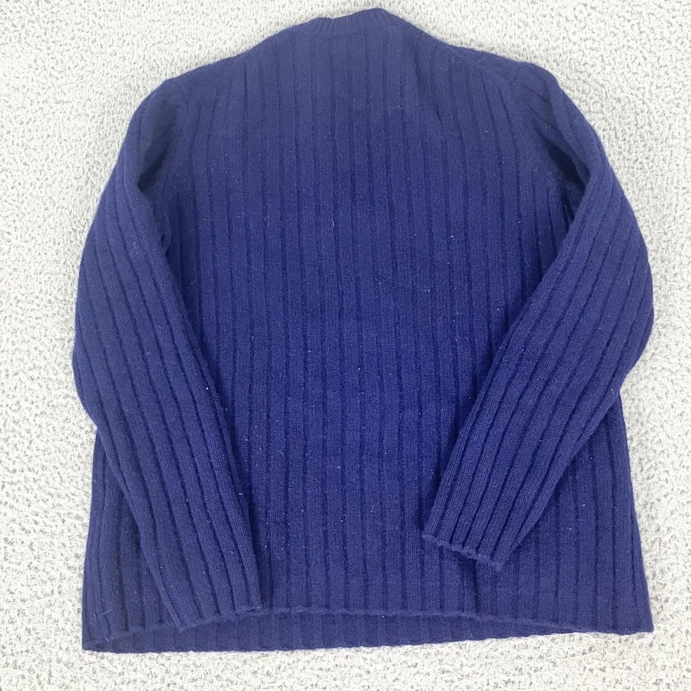 Gap Sweater Mens Medium Navy Blue‎ 100% Lambswool Ribbed Knit Crewneck Pullover